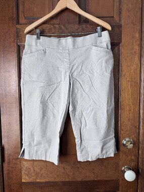 Laura Scott Tan Pull-On Cropped Pants Large